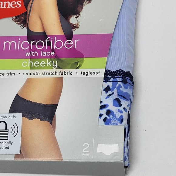 NWT Hanes Cheeky Women’s Microfiber Panties - W/Lace - 2 Pair - Size S/5 - Picture 4 of 12